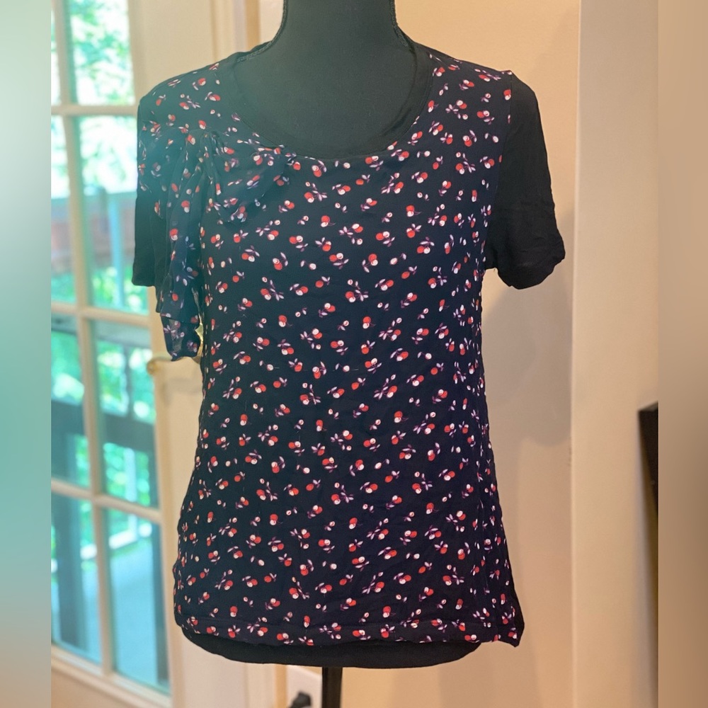 RED VALENTINO Black Cherry Printed Top